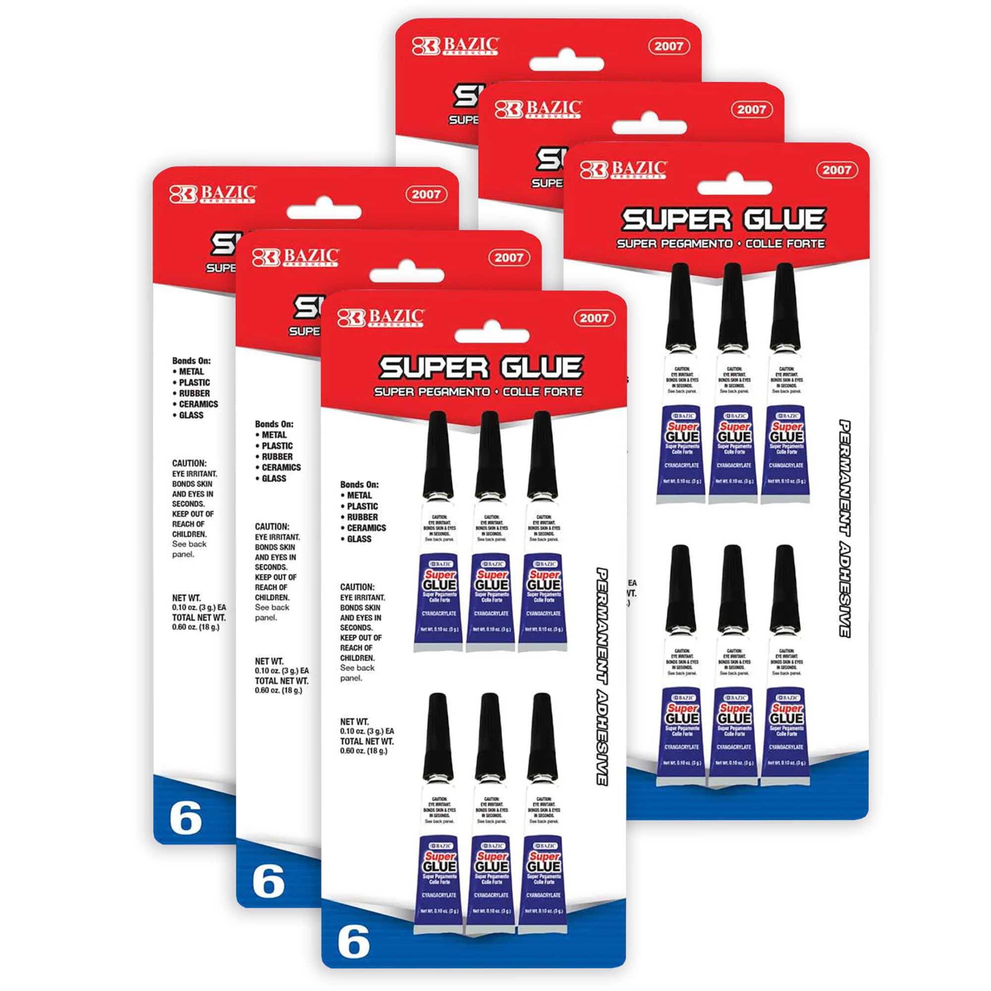 BAZIC Products® 3g Super Glues, 6 Packs of 6
